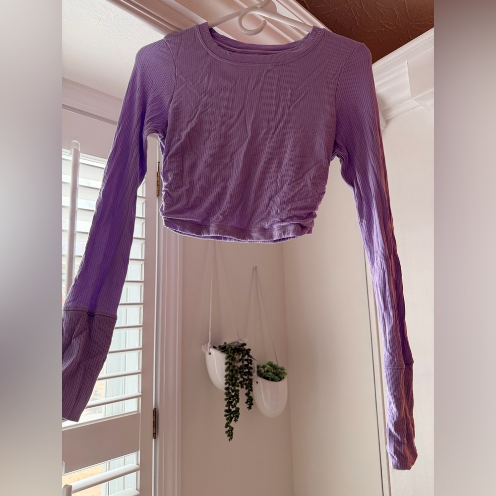 Aerie Purple Long Sleeve Crop Top